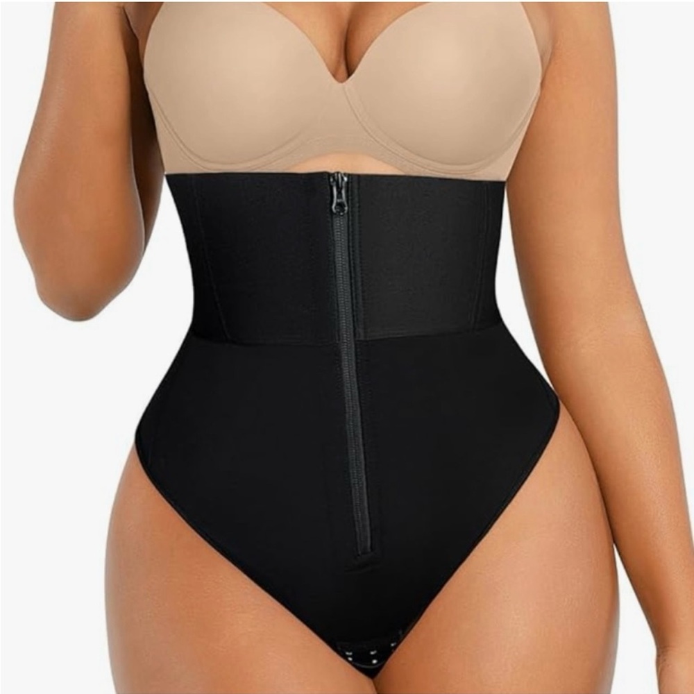 SHAPELLX High Waisted Body Shaper Thong Shapewear Tummy Control Butt Lifting - M